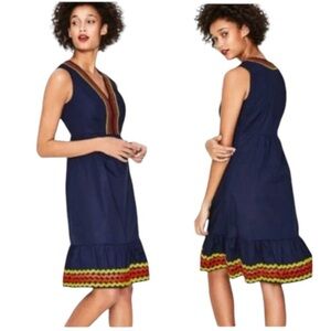 NEW BODEN Easy Ric Rac Dress in Navy Blue SZ 14 LONG